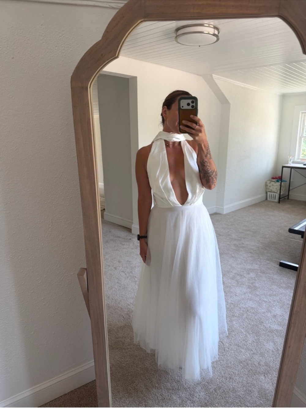 Saints & Secrets White Plunge / Scarf Dress